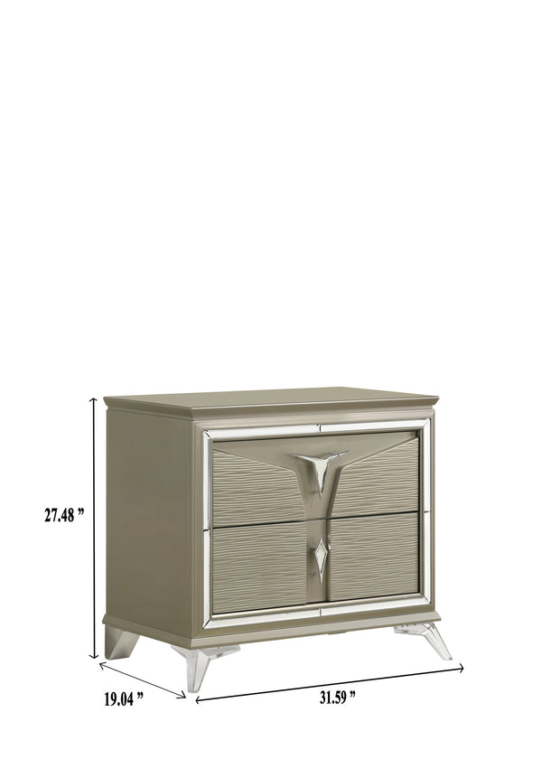 English Elm Modern Levitate 2-Drawer Nightstand with Mirrored Accents, Wood Handles & Acrylic Legs, Chic Bedside Storage B009130148