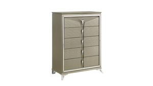 English Elm Modern King 5Pc Bedroom Set With Led Headboard, Stylish Wood Design & Ample Storage Solutions B009S01028