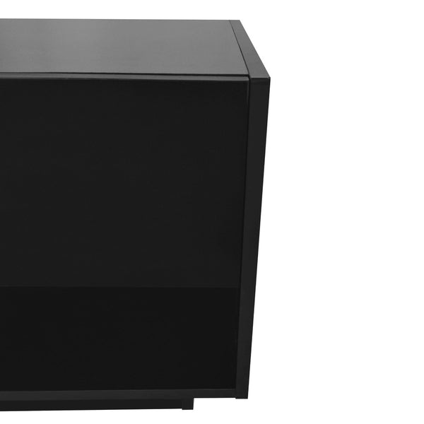 English Elm On-trend Two-tone Media Console with Push Open Drawers Fits Tvs up to 80 Inches Black WF311772AAB