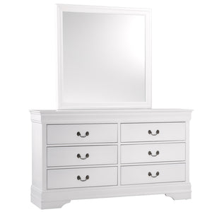 English Elm Traditional Mayville Dresser with Brown Cherry Okume Veneer, Antique Brass Handles, Classic Style White 60.5 L x 18.5 W x 36 H B011134290