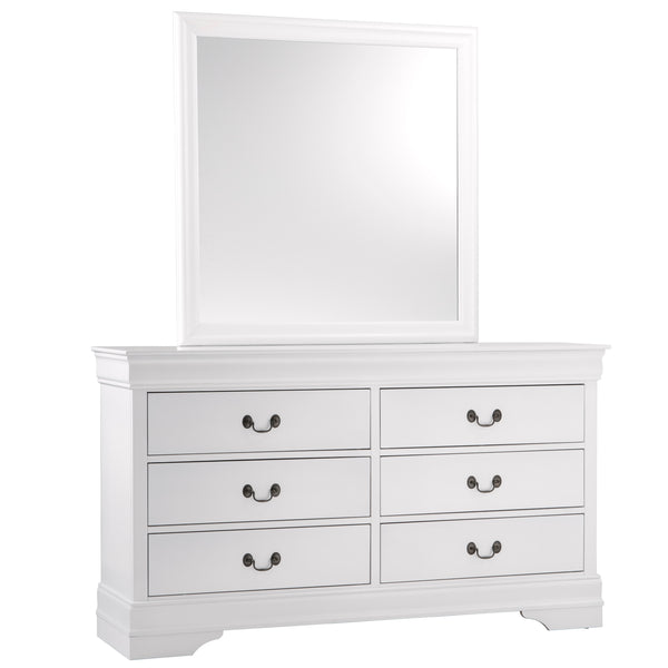 English Elm Traditional Mayville Dresser with Brown Cherry Okume Veneer, Antique Brass Handles, Classic Style White 60.5 L x 18.5 W x 36 H B011134290