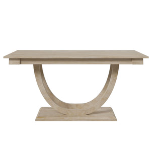 English Elm TOPMAX 6-Piece Solid Wood Dining Set with Half-Round Legs, Upholstered Bench & 4 Padded Chairs Natural Wood SP000029AAA