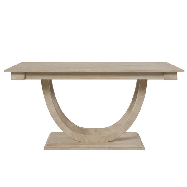 English Elm TOPMAX 6-Piece Solid Wood Dining Set with Half-Round Legs, Upholstered Bench & 4 Padded Chairs Natural Wood SP000029AAA