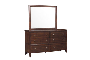 English Elm Transitional 6-Drawer Dresser in Dark Finish with Nickel Hardware — Spacious Storage, Elegant Grain Accents Cherry 69 L x 21.25 W x 40.5 H B011134288