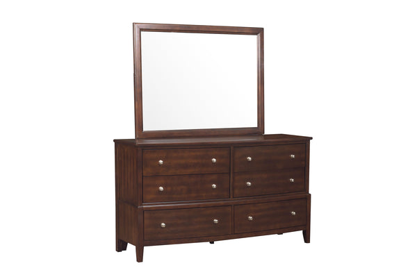 English Elm Transitional 6-Drawer Dresser in Dark Finish with Nickel Hardware — Spacious Storage, Elegant Grain Accents Cherry 69 L x 21.25 W x 40.5 H B011134288