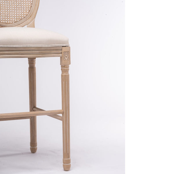 English Elm French Country Barstools Solid Wood Cabriole Legs Upholstered Cushion Set of 2 W1622P412323