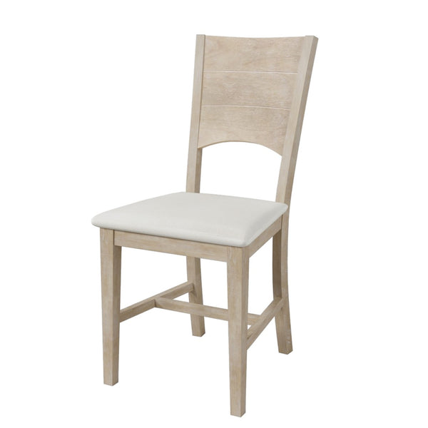 English Elm Topmax Six Piece Rubberwood Dining Set with Bench Linen Seats Sculptural Modern Style Seadrift N717S000029A