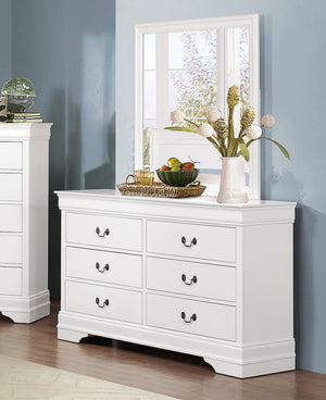 English Elm Traditional Mayville Dresser with Brown Cherry Okume Veneer, Antique Brass Handles, Classic Style White 60.5 L x 18.5 W x 36 H B011134290