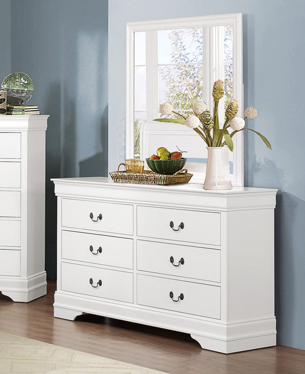 English Elm Traditional Mayville Dresser with Brown Cherry Okume Veneer, Antique Brass Handles, Classic Style White 60.5 L x 18.5 W x 36 H B011134290