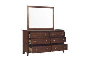 English Elm Transitional 6-Drawer Dresser in Dark Finish with Nickel Hardware — Spacious Storage, Elegant Grain Accents Cherry 69 L x 21.25 W x 40.5 H B011134288