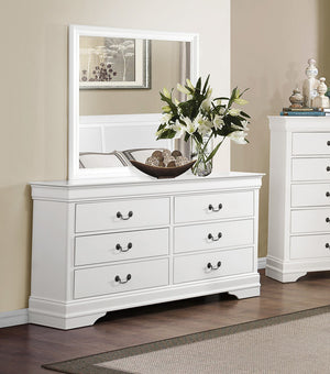 English Elm Traditional Mayville Dresser with Brown Cherry Okume Veneer, Antique Brass Handles, Classic Style White 60.5 L x 18.5 W x 36 H B011134290