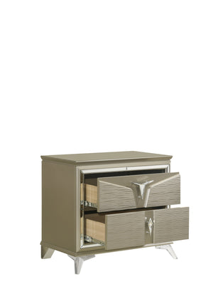English Elm Modern Levitate 2-Drawer Nightstand with Mirrored Accents, Wood Handles & Acrylic Legs, Chic Bedside Storage B009130148
