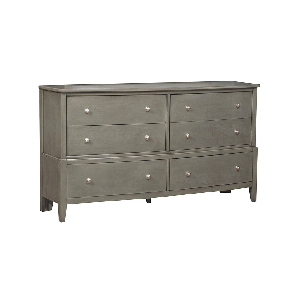English Elm Transitional 6-Drawer Dresser in Dark Finish with Nickel Hardware — Spacious Storage, Elegant Grain Accents Gray 69 L x 21.25 W x 40.5 H B011134291