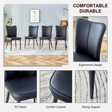 English Elm Modern Minimalist Dining Chairs, Black Pu Leather Curved Backrest and Seat Cushions, Black Metal Chair Legs, Suitable For Restaurants, Bedrooms, and Living Rooms. A Set Of 2 Chairs. 008