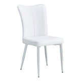 English Elm Modern Minimalist Dining Chairs, Office Chairs. 2-Piece Set Of White Pu Seats With Silver Metal Legs. Suitable For Restaurants, Living Rooms, and Offices. C-008