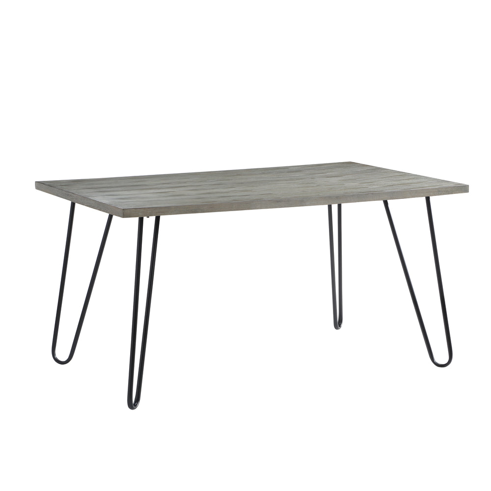English Elm Modern Keene Dining Table 60" Gray Oak Veneer Top with Black Hairpin Legs — Sleek Mid-Century Modern Design, Durable Finish, Easy Assembly B011134426