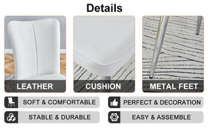 English Elm Modern Minimalist Dining Chairs Set – 4 White Pu Seats With Silver Metal Legs For Home & Office W1151P268760