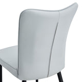 English Elm Modern Minimalist Dining Chairs and Office Chairs. 2-Piece Set Of Light Gray Pu Seats With Black Metal Legs. Suitable For Restaurants, Living Rooms, and Offices. C-008