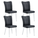 English Elm Modern Minimalist Dining Chairs, Black Pu Leather Curved Backrest and Seat Cushions, Electroplated Metal Chair Legs, Suitable For Restaurants, Bedrooms, and Living Rooms. A Set Of 4 Chairs.008