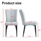 English Elm Modern Minimalist Dining Chairs and Office Chairs. 2-Piece Set Of Light Gray Pu Seats With Black Metal Legs. Suitable For Restaurants, Living Rooms, and Offices. C-008