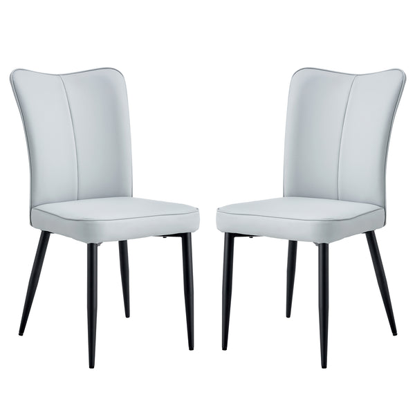 English Elm Modern Minimalist Dining & Office Chairs Set - Stylish Light Gray Pu Seats With Black Metal Legs W1151116749