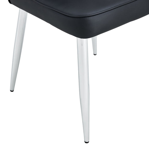 English Elm Modern Black Pu Leather Dining Chairs Curved Backrest Sculptural Set of 2 Seating W1151116746