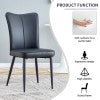 English Elm Modern Minimalist Dining Chairs, Black Pu Leather Curved Backrest and Seat Cushions, Black Metal Chair Legs, Suitable For Restaurants, Bedrooms, and Living Rooms. A Set Of Four Chairs. 008