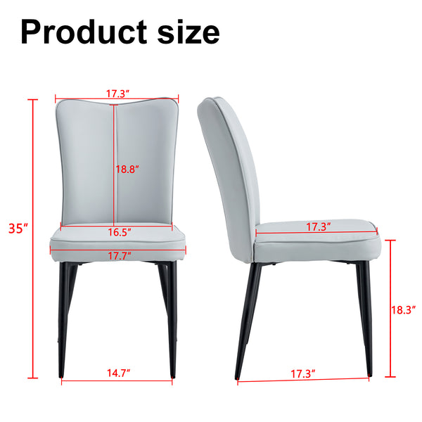 English Elm Modern 4-Piece Minimalist Dining & Office Chair Set - Light Gray Pu With Sturdy Black Metal Legs W1151116743