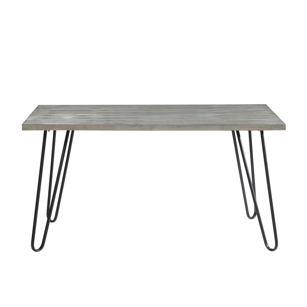 English Elm Modern Keene Dining Table 60" Gray Oak Veneer Top with Black Hairpin Legs — Sleek Mid-Century Modern Design, Durable Finish, Easy Assembly B011134426