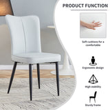 English Elm Modern Minimalist Dining Chairs and Office Chairs. 4-Piece Set Of Light Gray Pu Seats With Black Metal Legs. Suitable For Restaurants, Living Rooms, and Offices. C-008