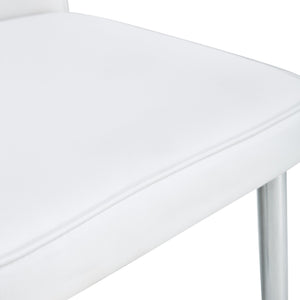 English Elm Modern Minimalist Dining Chairs Set – 4 White Pu Seats With Silver Metal Legs For Home & Office W1151P268760