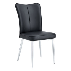 English Elm Modern Black Pu Leather Dining Chairs Curved Backrest Sculptural Set of 2 Seating W1151116746