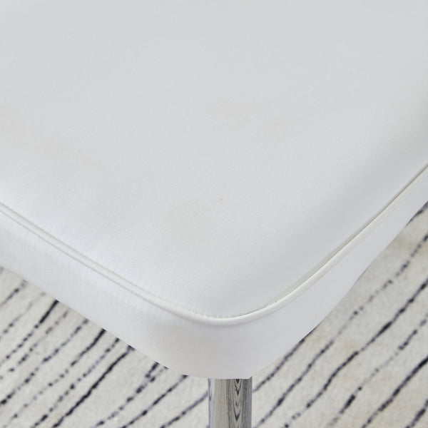 English Elm Modern Minimalist Dining Chairs Set – Ergonomic White Pu Seats With Silver Metal Legs For Home & Office W1151P268761