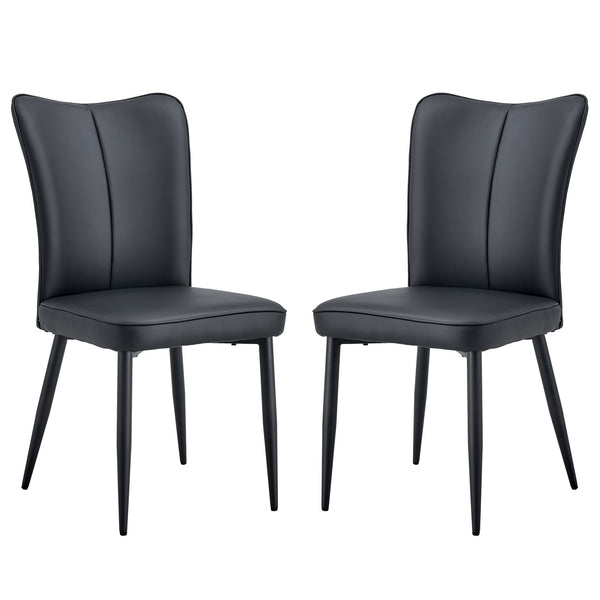 English Elm Modern Black Pu Chair Set - Ergonomic Design, Durable Metal Legs, Perfect For Dining & Living Spaces W1151P268764