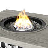 English Elm 3-In-1 Coffee Table With Ice Bucket and Fire Pit - Gray