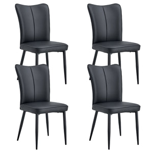 English Elm Modern Black Pu Chair Set - 4-Piece Ergonomic Seating With Durable Metal Legs For Stylish Comfort W1151P268762