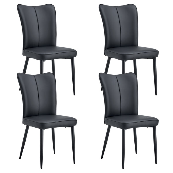 English Elm Modern Black Pu Chair Set - 4-Piece Ergonomic Seating With Durable Metal Legs For Stylish Comfort W1151P268762