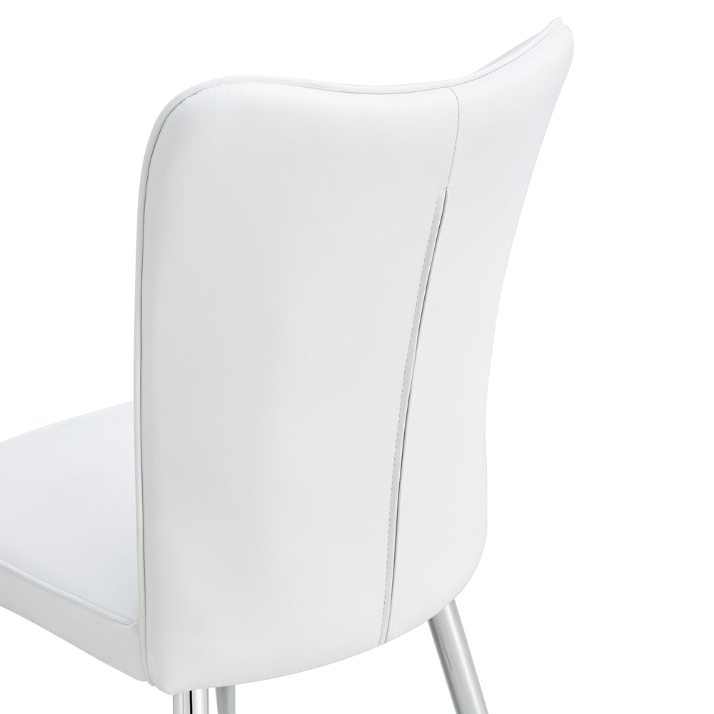 English Elm Modern Minimalist Dining Chairs Set – Ergonomic White Pu Seats With Silver Metal Legs For Home & Office W1151P268761