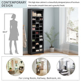 English Elm Stylish Design 30 Shoe Cubby Console, Contemporary Shoe Cabinet With Multiple Storage Capacity, Free Standing Tall Cabinet With Versatile Use For Hallway, Bedroom, Black