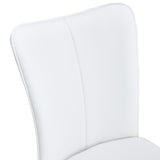 English Elm Modern Minimalist Dining Chairs, Office Chairs. 2-Piece Set Of White Pu Seats With Silver Metal Legs. Suitable For Restaurants, Living Rooms, and Offices. C-008