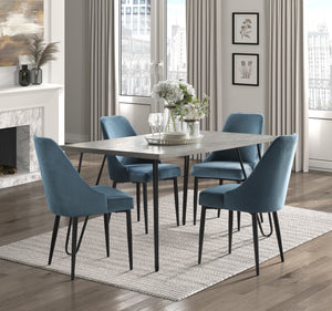 English Elm Modern Keene Velvet Side Chair Set of 2 with Black Hairpin Legs — Sleek Upholstered Dining Seating, Plush Comfort, Easy Assembly Blue 28.5 L x 24.5 W x 20 H B011134421