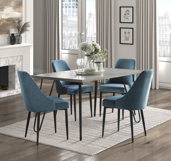 English Elm Modern Keene Velvet Side Chair Set of 2 with Black Hairpin Legs — Sleek Upholstered Dining Seating, Plush Comfort, Easy Assembly Blue 28.5 L x 24.5 W x 20 H B011134421