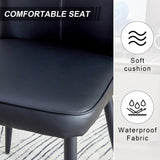 English Elm Modern Minimalist Dining Chairs, Black Pu Leather Curved Backrest and Seat Cushions, Black Metal Chair Legs, Suitable For Restaurants, Bedrooms, and Living Rooms. A Set Of 2 Chairs. 008