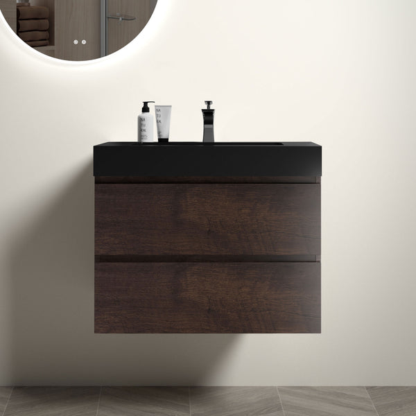 English Elm BB02-30-109, Integrated engineered quartz basin with overflow — sleek matte finish, durable modern bathroom centerpiece Matt Black W1865P321772