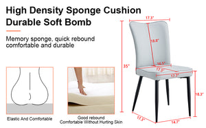 English Elm Modern 4-Piece Minimalist Dining & Office Chair Set - Light Gray Pu With Sturdy Black Metal Legs W1151116743