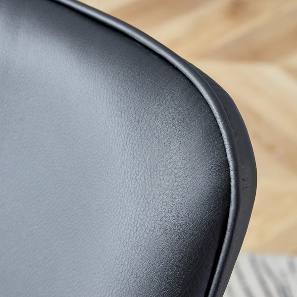 English Elm Modern Minimalist Dining Chairs Set Of 4 - Black Pu Leather, Curved Backrest, Electroplated Metal Legs W1151116742