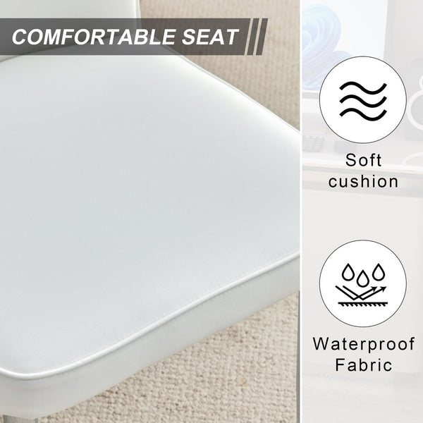 English Elm Modern Minimalist Dining Chairs Set – 4 White Pu Seats With Silver Metal Legs For Home & Office W1151P268760