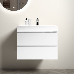 English Elm BB02-30-109, Integrated engineered quartz basin with overflow — sleek matte finish, durable modern bathroom centerpiece White W1865P321776