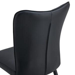 English Elm Modern Minimalist Dining Chairs Set Of 2 - Curved Backrest, Black Pu Leather & Sturdy Metal Legs W1151116750