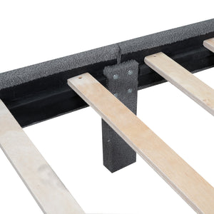 English Elm Teddy Plush Upholstered Queen Platform Bed with LED Remote & USB Ports, Durable Teddy Fleece Design Gray SF000047AAE